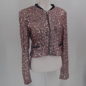 La Maison Paris Pink Sequin Jacket Size Large NWT